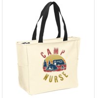 Camp Nurse Nursing Outdoor Summer Camping Retro Sunset Zip Tote Bag