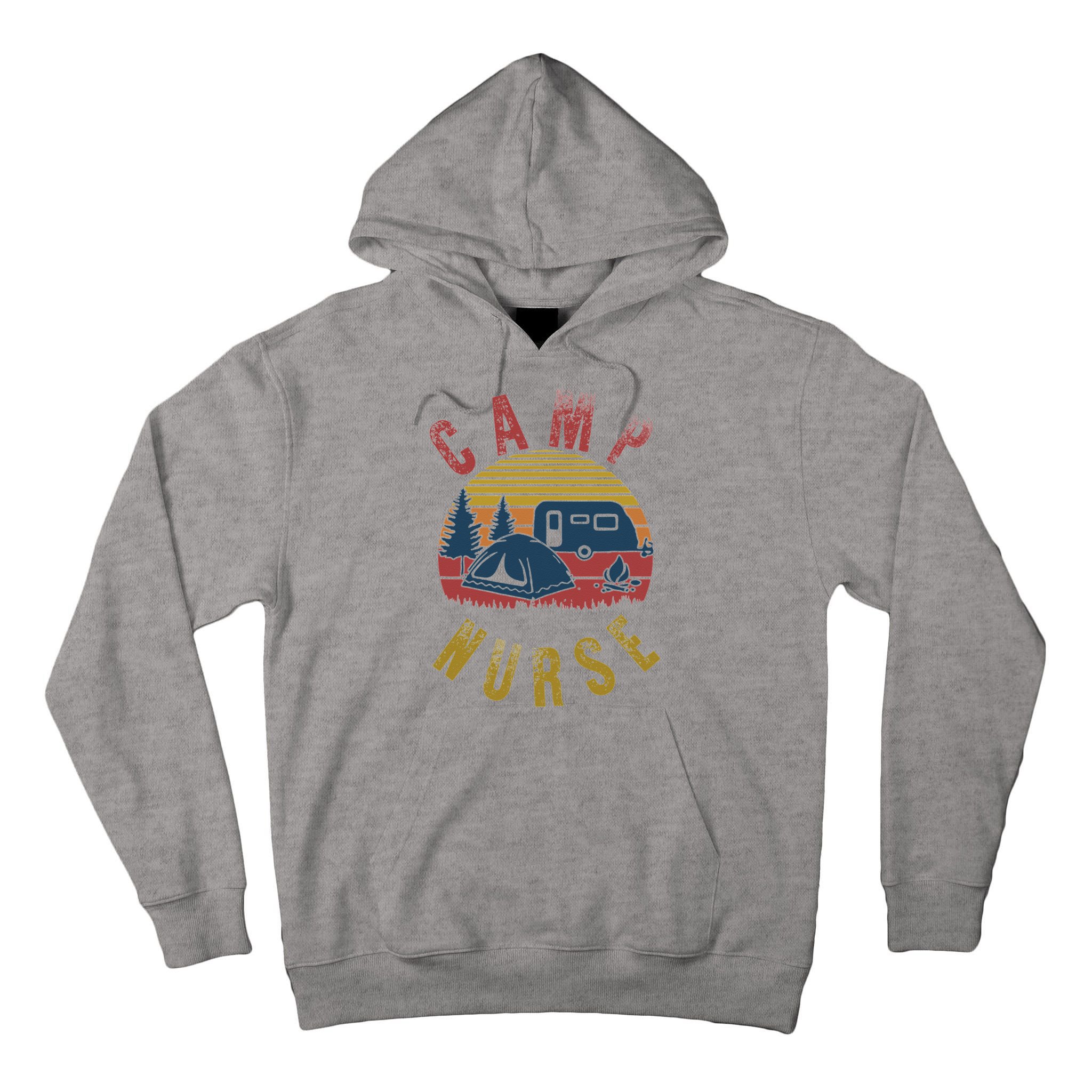 Camp Nurse Nursing Outdoor Summer Camping Retro Sunset Tall Hoodie