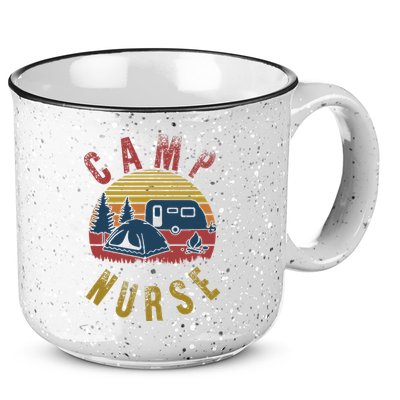 Camp Nurse Nursing Outdoor Summer Camping Retro Sunset 15oz Campfire Ceramic Mug
