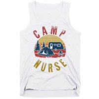 Camp Nurse Nursing Outdoor Summer Camping Retro Sunset Tank Top