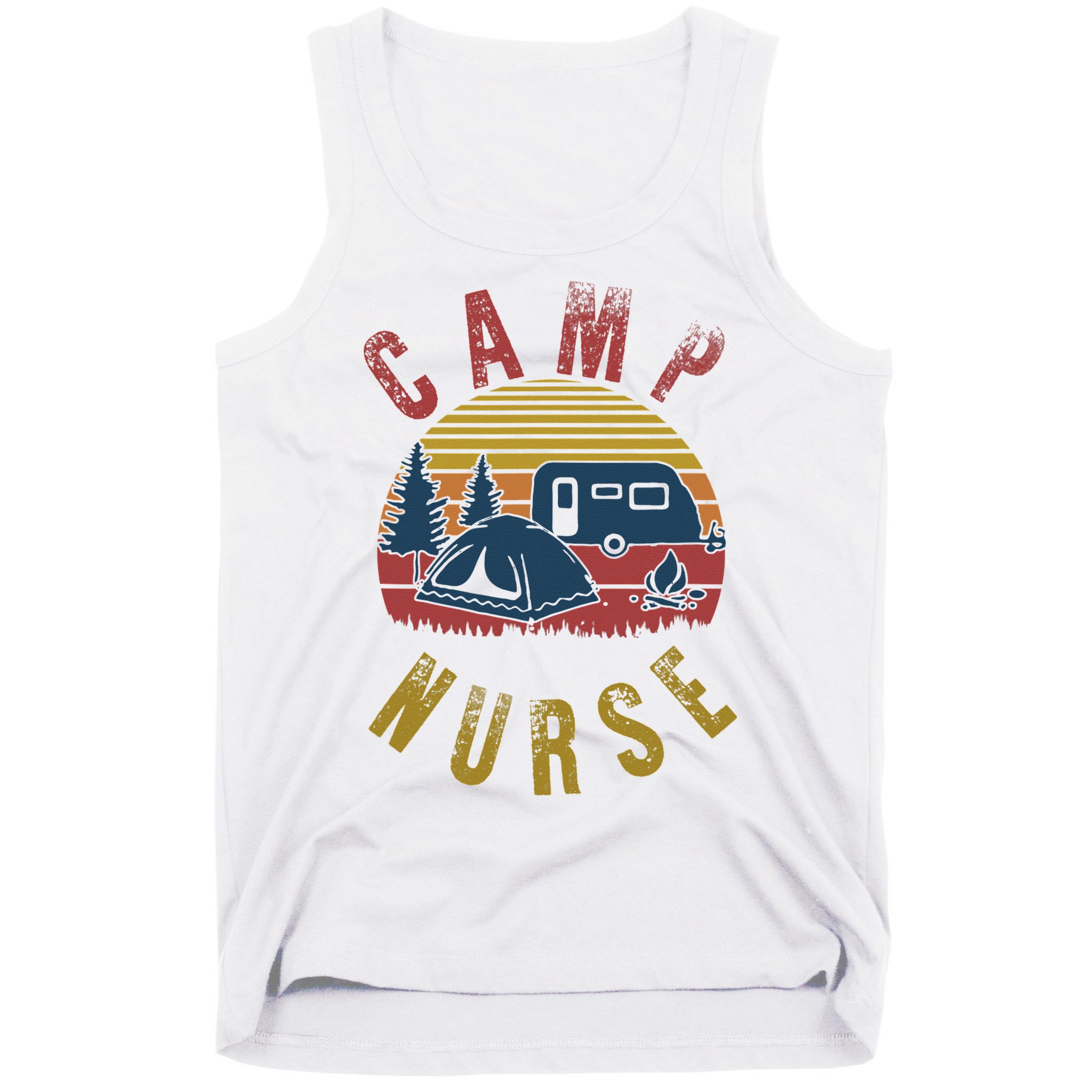 Camp Nurse Nursing Outdoor Summer Camping Retro Sunset Tank Top
