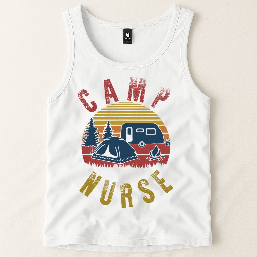 Camp Nurse Nursing Outdoor Summer Camping Retro Sunset Tank Top