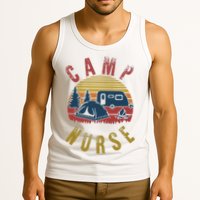 Camp Nurse Nursing Outdoor Summer Camping Retro Sunset Tank Top