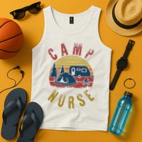 Camp Nurse Nursing Outdoor Summer Camping Retro Sunset Tank Top