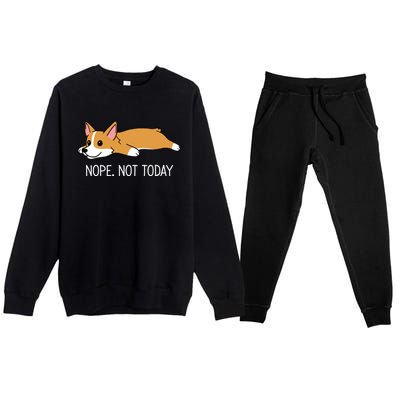 Corgi Nope Not Today Gift Premium Crewneck Sweatsuit Set