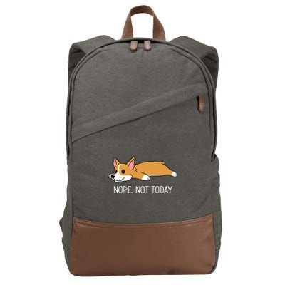 Corgi Nope Not Today Gift Cotton Canvas Backpack