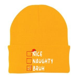 Christmas Nice Naughty Bruh Sarcastic Christmas Knit Cap Winter Beanie