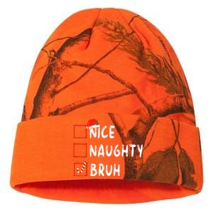 Christmas Nice Naughty Bruh Sarcastic Christmas Kati Licensed 12" Camo Beanie