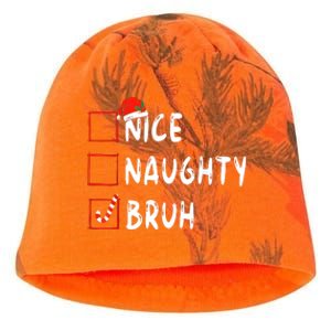 Christmas Nice Naughty Bruh Sarcastic Christmas Kati - Camo Knit Beanie