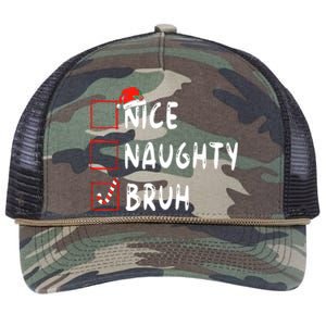 Christmas Nice Naughty Bruh Sarcastic Christmas Retro Rope Trucker Hat Cap