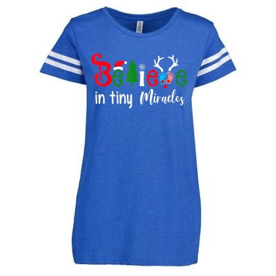 Christmas NICU Nurse Believe In Tiny Miracles Wo  Enza Ladies Jersey Football T-Shirt