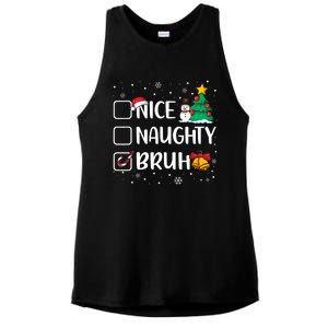 Christmas Nice Naughty Bruh Funny Xmas List Ladies PosiCharge Tri-Blend Wicking Tank