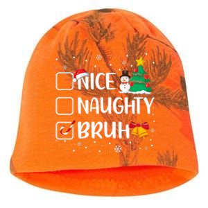 Christmas Nice Naughty Bruh Funny Xmas List Kati - Camo Knit Beanie