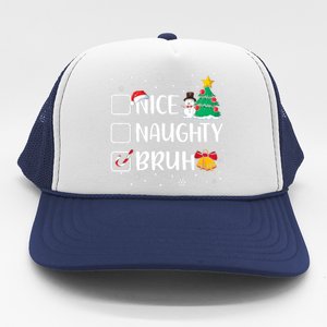 Christmas Nice Naughty Bruh Funny Xmas List Trucker Hat