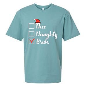 Christmas Nice Naughty Bruh Funny Xmas List Sueded Cloud Jersey T-Shirt