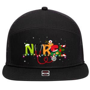 Christmas Nurse Nurse Stethoscope Christmas Tree Ornats Gift 7 Panel Mesh Trucker Snapback Hat