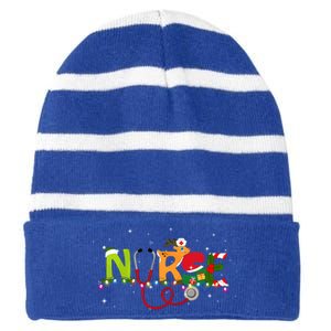 Christmas Nurse Nurse Stethoscope Christmas Tree Ornats Gift Striped Beanie with Solid Band