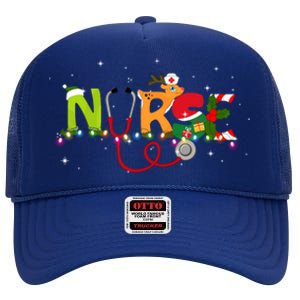 Christmas Nurse Nurse Stethoscope Christmas Tree Ornats Gift High Crown Mesh Back Trucker Hat