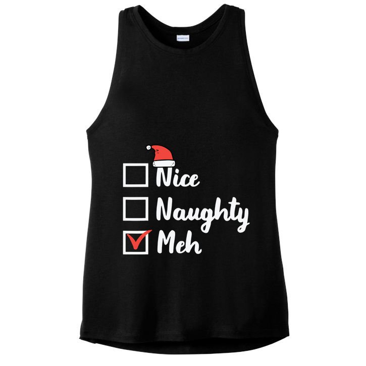 Christmas Nice Naughty Meh Funny Xmas List Ladies PosiCharge Tri-Blend Wicking Tank