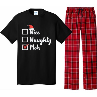 Christmas Nice Naughty Meh Funny Xmas List Pajama Set