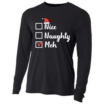 Christmas Nice Naughty Meh Funny Xmas List Cooling Performance Long Sleeve Crew