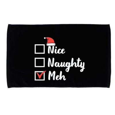 Christmas Nice Naughty Meh Funny Xmas List Microfiber Hand Towel