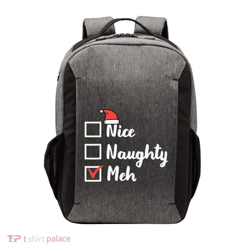 Christmas Nice Naughty Meh Funny Xmas List Vector Backpack