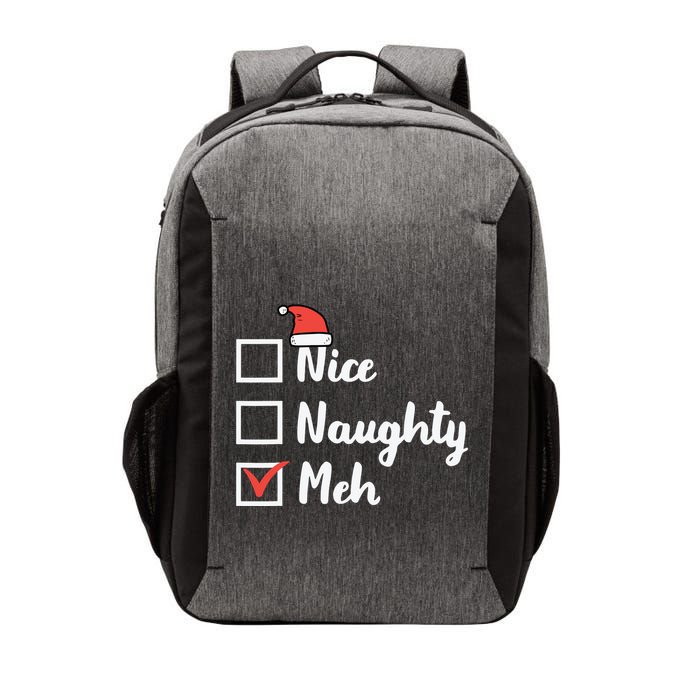 Christmas Nice Naughty Meh Funny Xmas List Vector Backpack