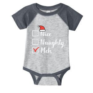 Christmas Nice Naughty Meh Funny Xmas List Infant Baby Jersey Bodysuit