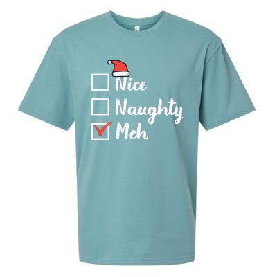 Christmas Nice Naughty Meh Funny Xmas List Sueded Cloud Jersey T-Shirt