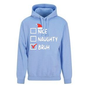 Christmas Nice Naughty Bruh Funny Xmas List Unisex Surf Hoodie