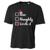 Christmas Nice Naughty Worth It Funny Xmas Cooling Performance Crew T-Shirt