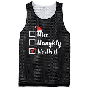 Christmas Nice Naughty Worth It Funny Xmas Mesh Reversible Basketball Jersey Tank