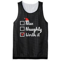 Christmas Nice Naughty Worth It Funny Xmas Mesh Reversible Basketball Jersey Tank