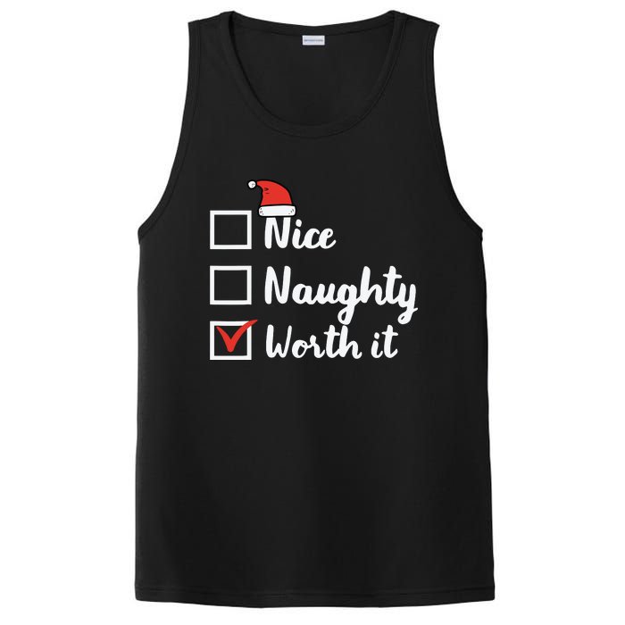 Christmas Nice Naughty Worth It Funny Xmas PosiCharge Competitor Tank