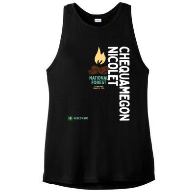 Chequamegon Nicolet National Forest Vertical Wisconsin Gift Ladies PosiCharge Tri-Blend Wicking Tank