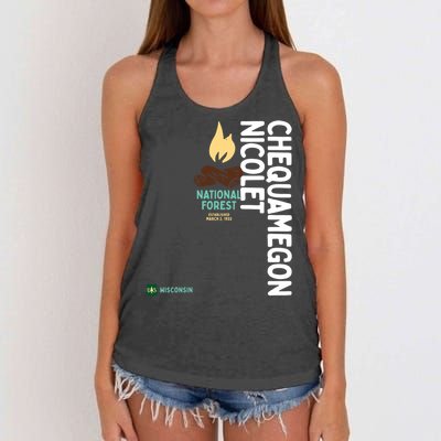 Chequamegon Nicolet National Forest Vertical Wisconsin Gift Women's Knotted Racerback Tank