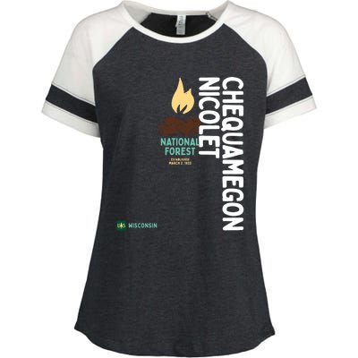 Chequamegon Nicolet National Forest Vertical Wisconsin Gift Enza Ladies Jersey Colorblock Tee