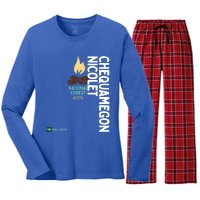 Chequamegon Nicolet National Forest Vertical Wisconsin Gift Women's Long Sleeve Flannel Pajama Set 