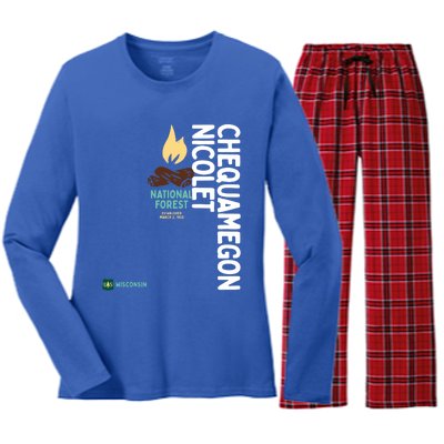 Chequamegon Nicolet National Forest Vertical Wisconsin Gift Women's Long Sleeve Flannel Pajama Set 