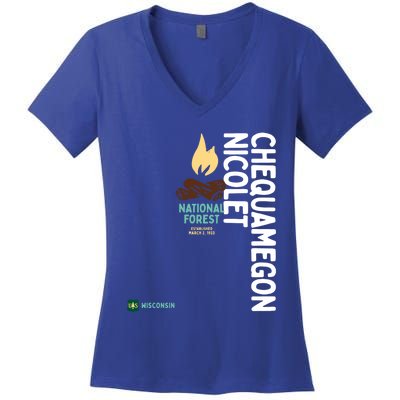 Chequamegon Nicolet National Forest Vertical Wisconsin Gift Women's V-Neck T-Shirt