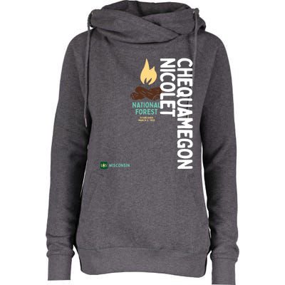 Chequamegon Nicolet National Forest Vertical Wisconsin Gift Womens Funnel Neck Pullover Hood