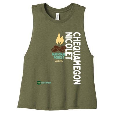 Chequamegon Nicolet National Forest Vertical Wisconsin Gift Women's Racerback Cropped Tank