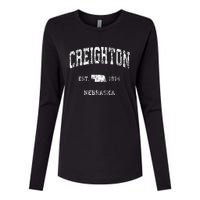 Creighton Nebraska NE Vintage Athletic Sports Womens Cotton Relaxed Long Sleeve T-Shirt