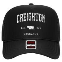 Creighton Nebraska NE Vintage Athletic Sports High Crown Mesh Back Trucker Hat