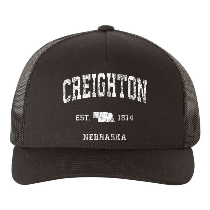 Creighton Nebraska NE Vintage Athletic Sports Yupoong Adult 5-Panel Trucker Hat