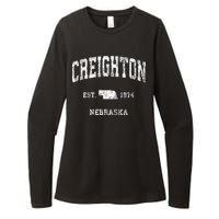 Creighton Nebraska NE Vintage Athletic Sports Womens CVC Long Sleeve Shirt