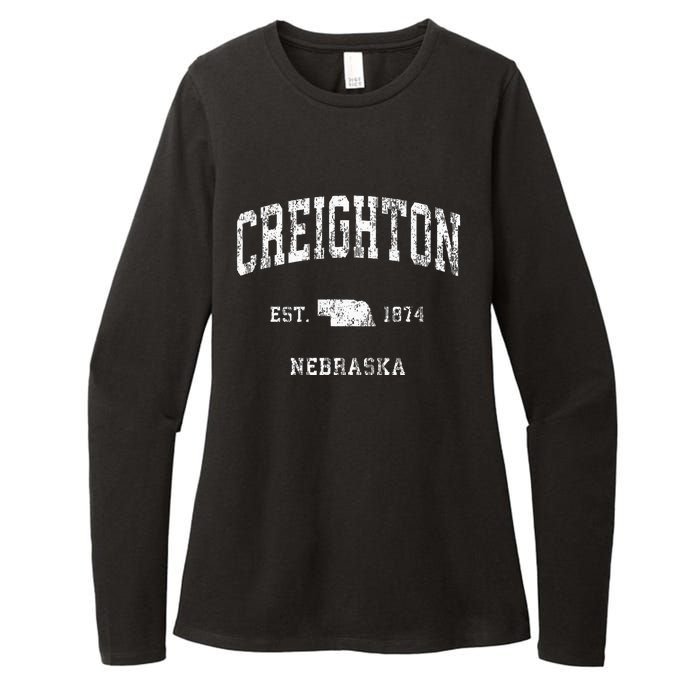 Creighton Nebraska NE Vintage Athletic Sports Womens CVC Long Sleeve Shirt