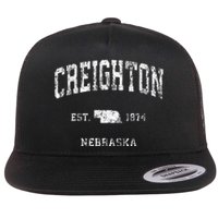 Creighton Nebraska NE Vintage Athletic Sports Flat Bill Trucker Hat