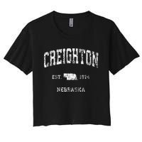 Creighton Nebraska NE Vintage Athletic Sports Women's Crop Top Tee